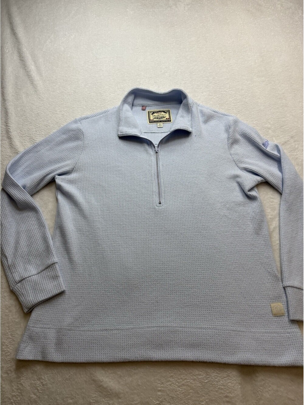 Straight Down 1/4 Zip Pullover Men XL Blue  Mini Waffle Knit Performance